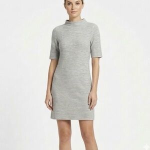 LTD Dress Mock Neck Gray Ribbed Knit Mini Sheath M Casual Mod